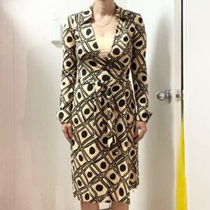 Geometric Patterned Wrap Dress